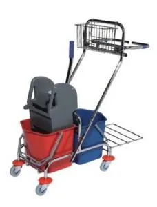 Тележка уборочная ACG 2х17 л., с отжимом, с держателем мешка для мусора и поддоном, каркас хромированный